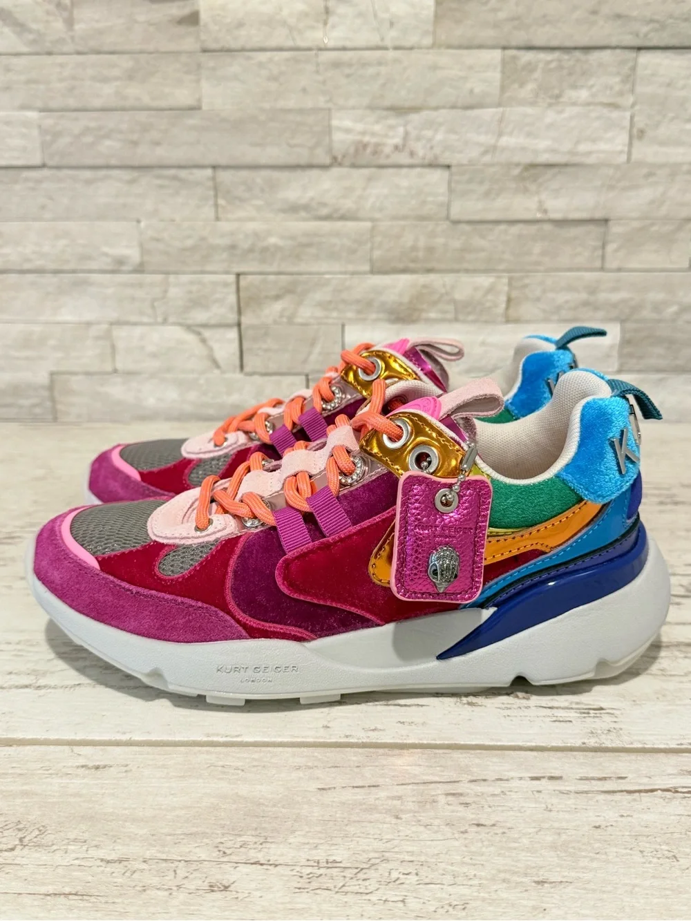 KURT GEIGER LONDON Suede Kurt Runner Sneakers Women’s SZ 37EU-7 US RAINBOW New